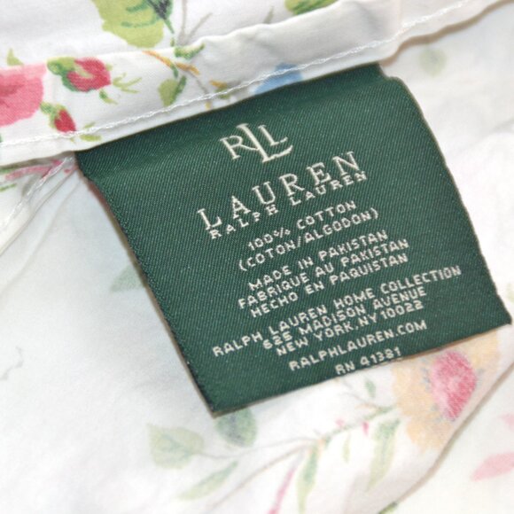 Vintage Ralph Lauren White Floral QUEEN FLAT SHEET 100% Cotton PAKISTAN - Picture 4 of 5